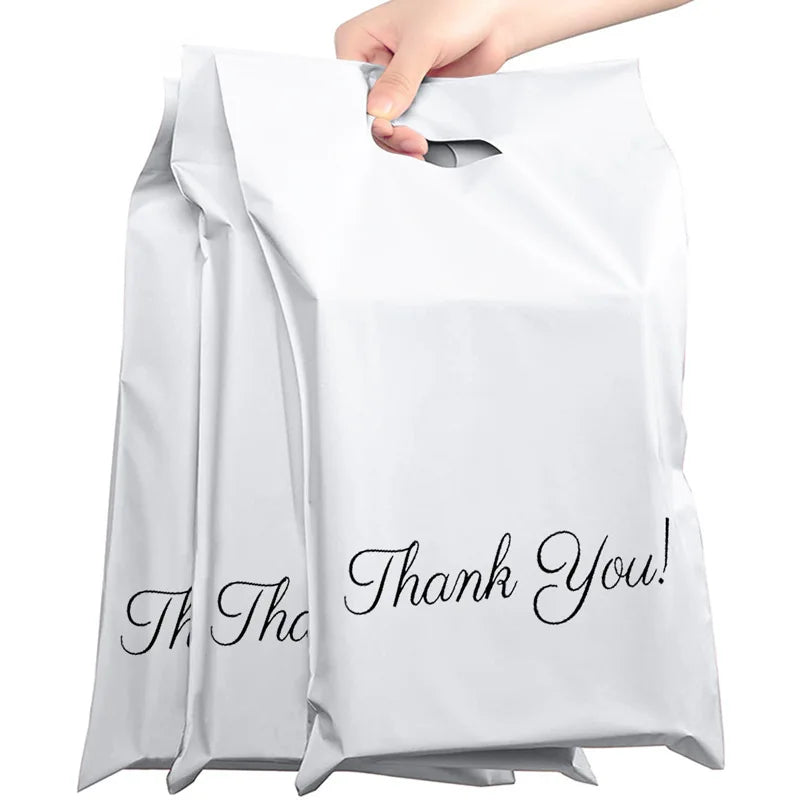 50PCS Thank You Pink Poly Mailer Adhesive Envelopes Bag DIY Logo T-shirt Underwear Dress Leggings Toys Shipping Portable Pouches