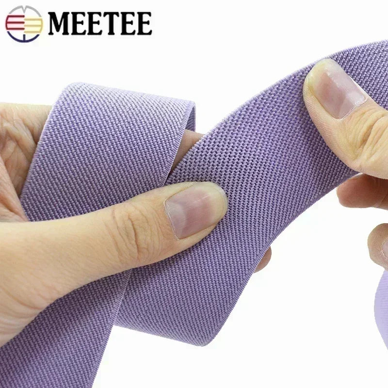 3/5M Meetee 20-50mm Elastic Bands for Trouser Waist Rubber Band Stretch Webbing Tape Belt DIY Underwear Clothes Sewing Accessory