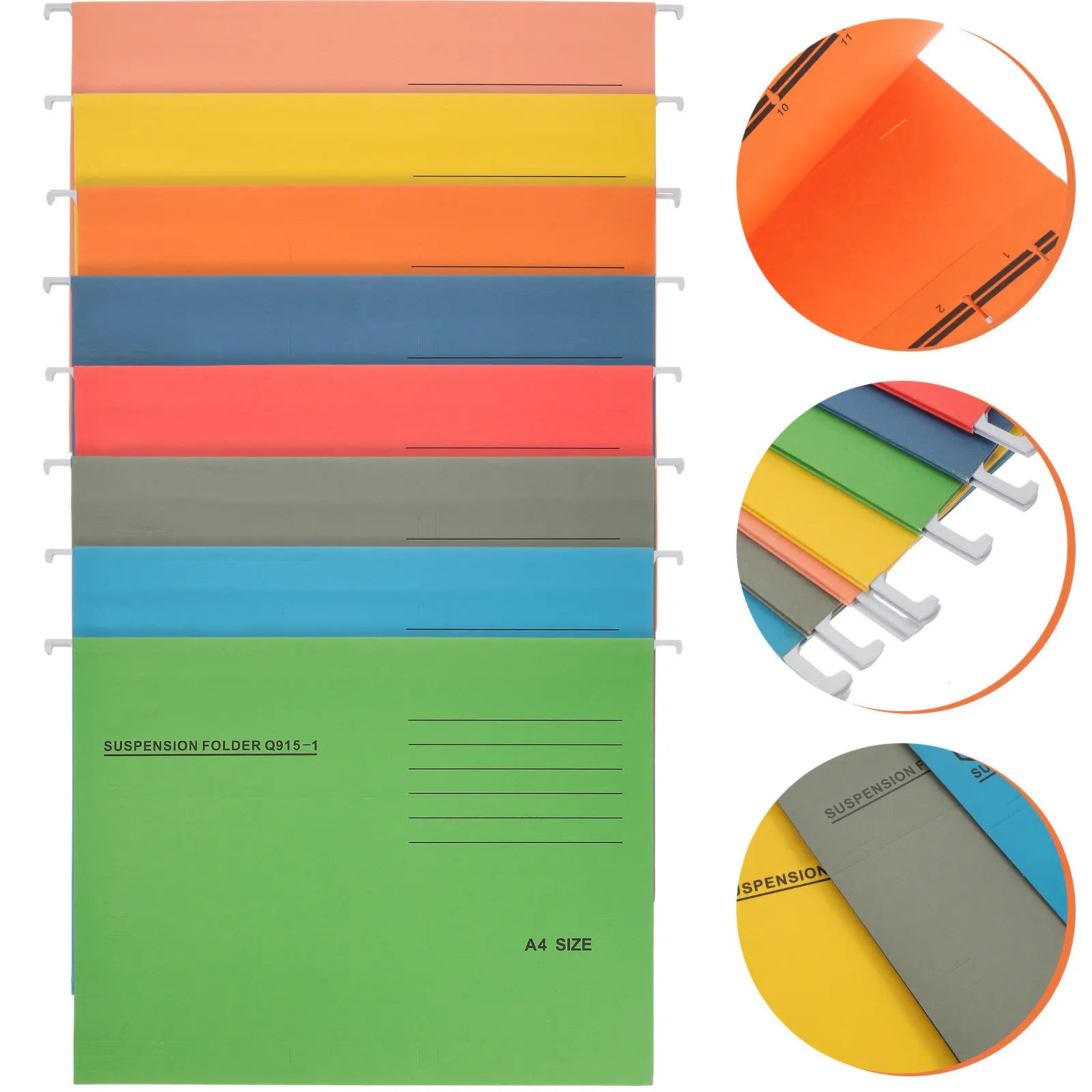 8Pcs A4 Hanging File Folders Thick Kraft Paper Suspension Holders Fits Standard Filing Cabinets Office Supplies Document