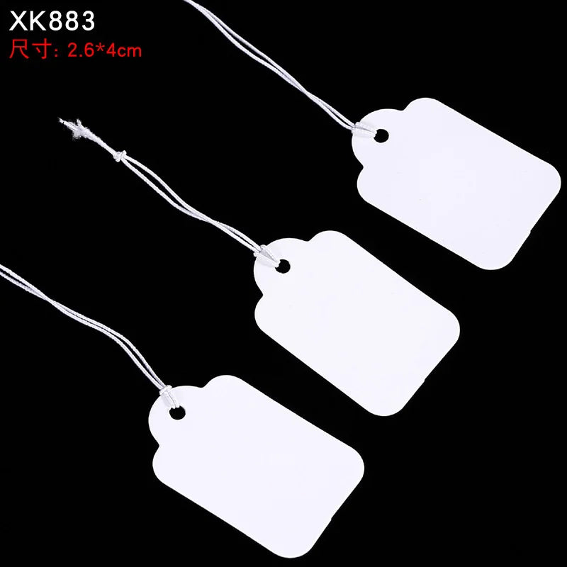 100pcs Jewelry and Jewelry Small Tags DIY Blank Hanging Rope Small Hang Tags Cowhide Elastic Thread Hanging Tags Price Tag