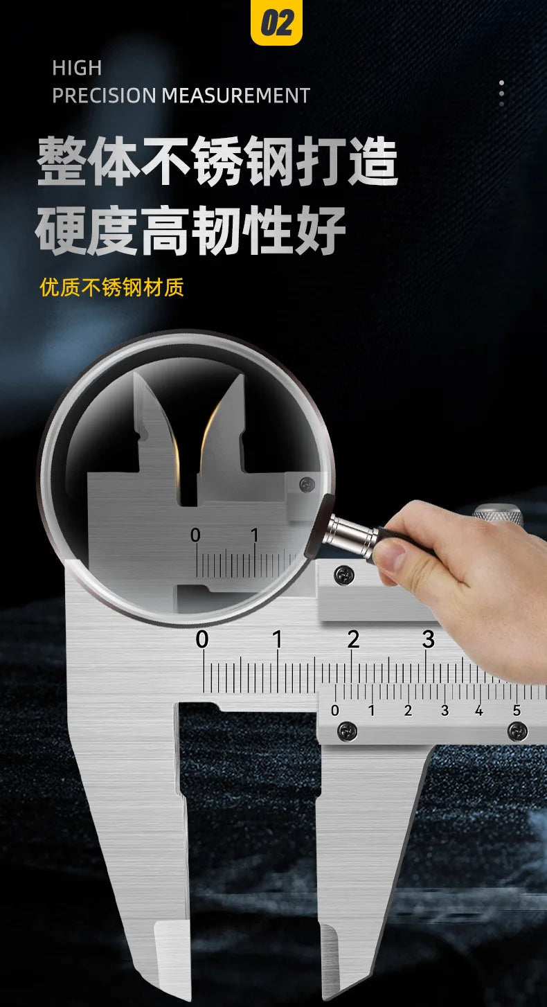 Stainless Steel Vernier Caliper Measuring Tool Sliding Gauge Inside Outside Thickness Depth Step Micrometer Accuracy Gauge 150mm