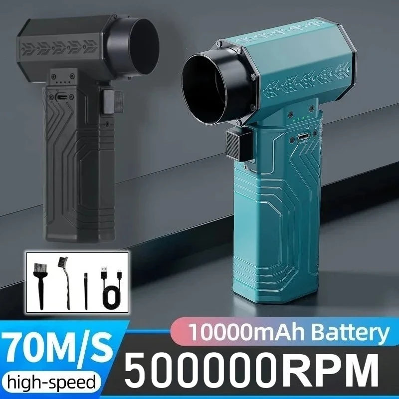 500000RPM Air Blower Powerful Turbo Fan Jet 10000mAh 600g Thrust 70m/s Wind Brushless Duster, vacuum leaf Removal Dryer for car