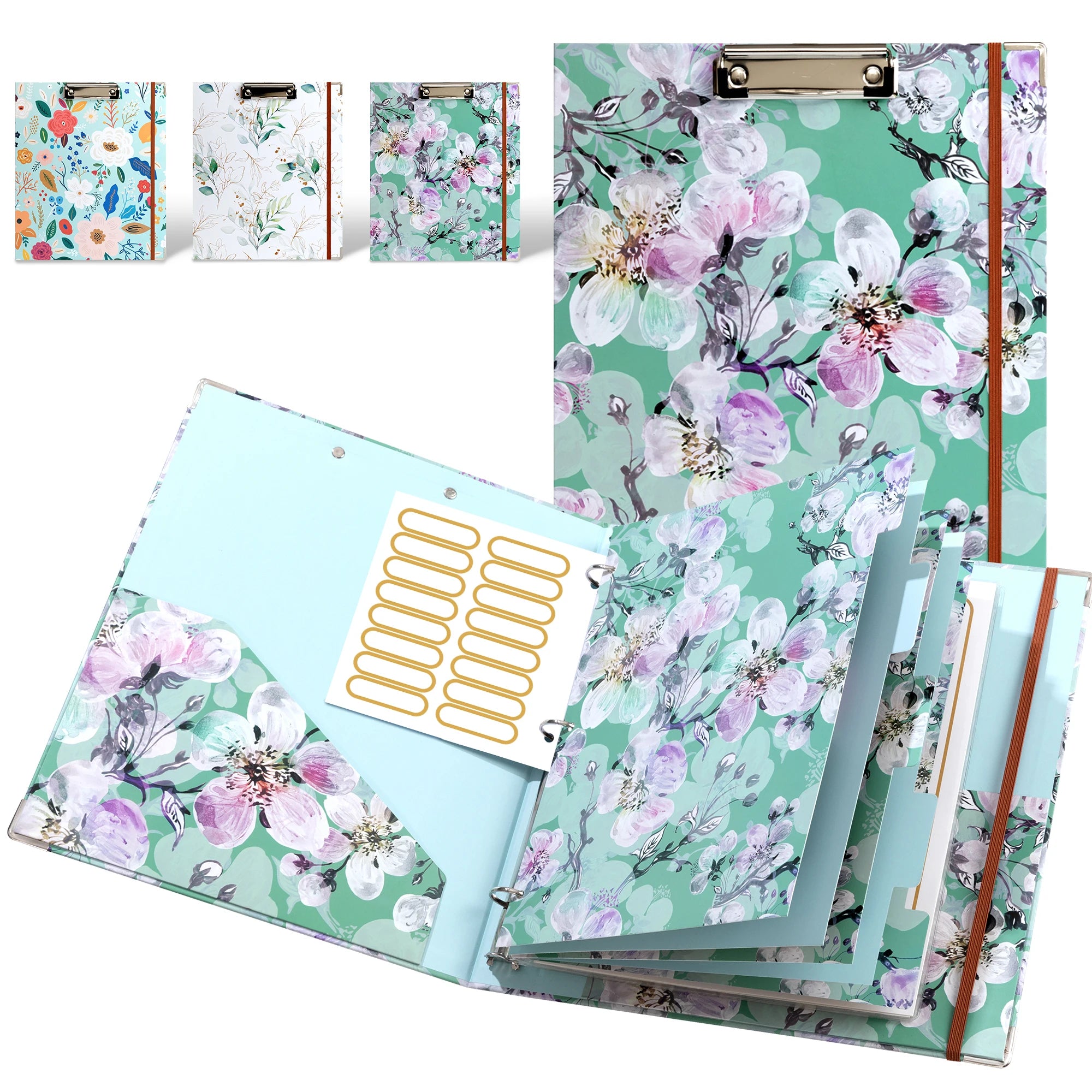 A4 3 Ring Binder Organizer with 5-Tab Dividers and Pockets, Portfolio Binder with Low Profile for Office, School