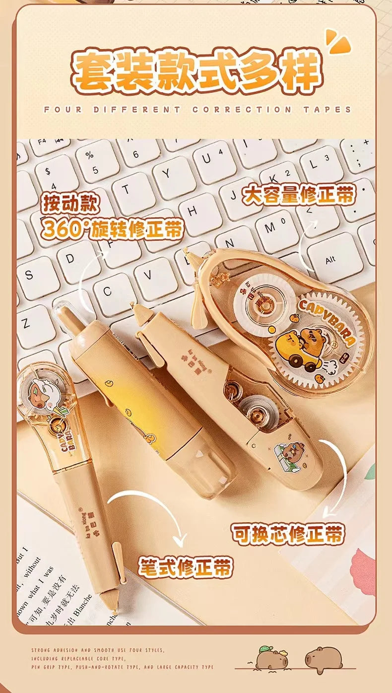 kawaii Aesthetic stationery back to school supplies capybara correction tape corrector school accessories equipment Cute things
