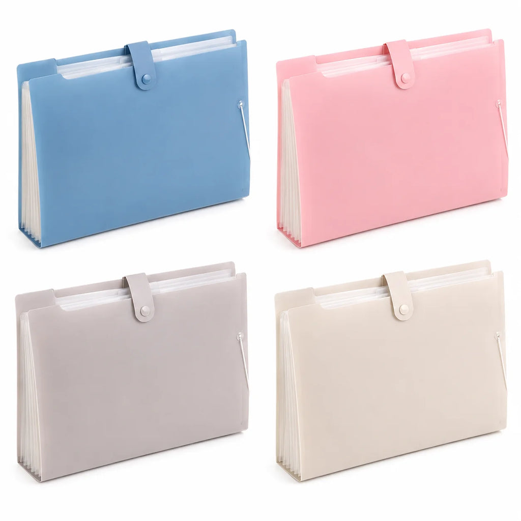 Accordion File Folder Waterproof 8 Pocket Document Organizer A4 Expanding File Folder for Office School Paper Storage Supplies
