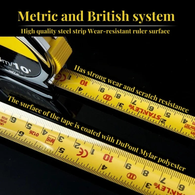 High-precision 10M Steel Tape Measure Metric and British System Measuring Tape Thickened Wear-resistant Woodwork Measuring Tools