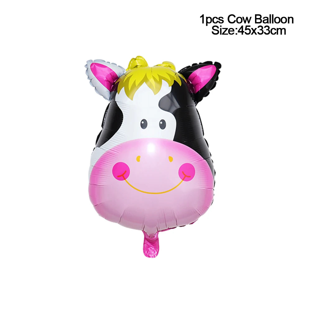 Pink Farm Animals Birthday Decor Disposable Tableware Set Paper Banner Floral Plates Baby Shower Girl Birthday Party Decorations