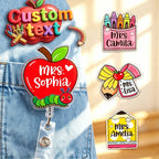 Customizable Name Acrylic Badge Reel,Personalized Cute School Theme,Teacher Appreciation Week Gift,Back to School Accessory