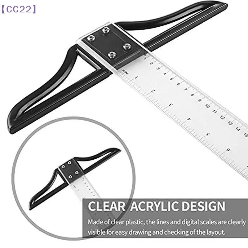 （CC22）T Square Ruler 45/60/70/80cm Plastic Drafting Ruler Removable T Head Drawing Drafting Tool Design Art Supplies