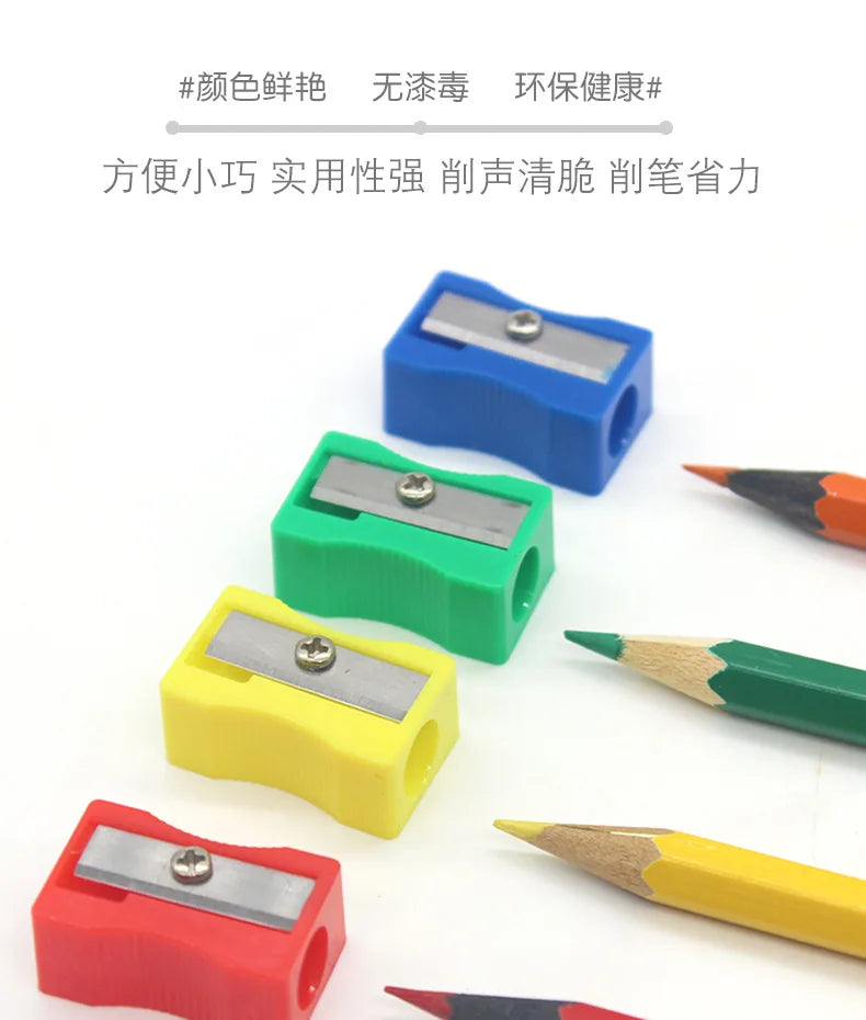 8pcs Mini Colored Single Hole Rectangular Plastic Pencil Sharpener for Elementary School Students, Manual Turning Pencil Sharpe