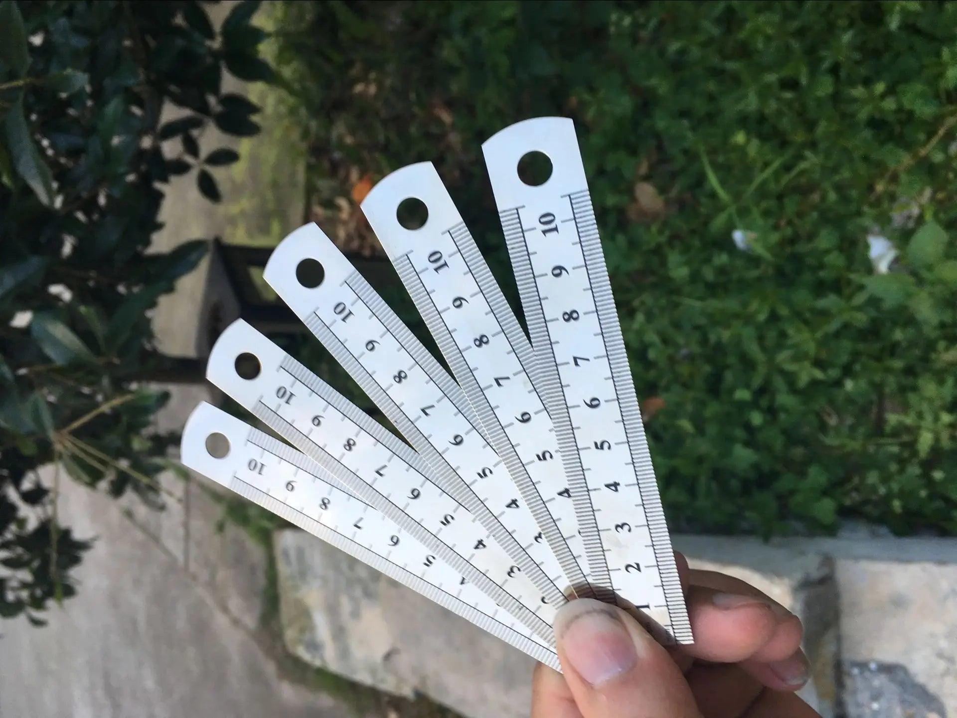 10cm Stainless Steel Metal Straight Ruler Double Scale Inch Measure Tool Office School Supply Artist Student Drawing Stationery