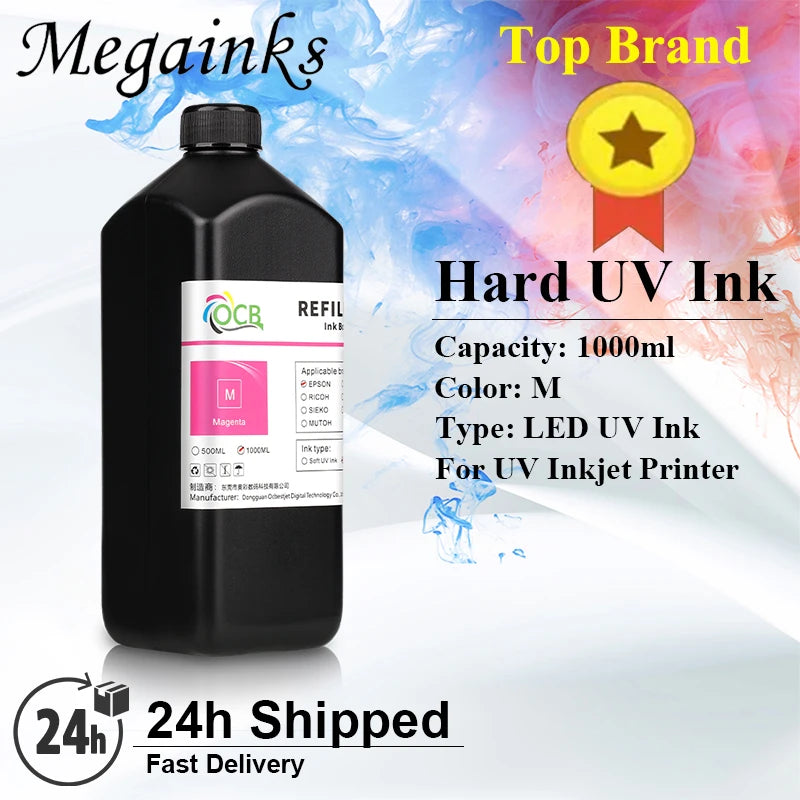 1000ML Hard UV Ink For Epson L805 L1800 1390 7800 7880 TX800 XP600 XP300 DX5 DX6 DX7 Printhead Inkjet UV Printer High quality