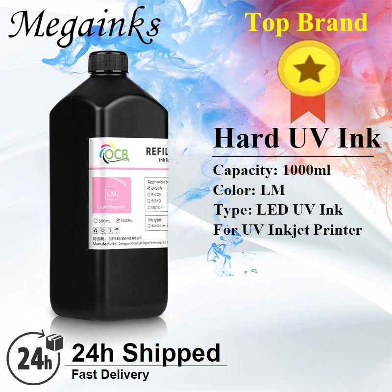 1000ML Hard UV Ink For Epson L805 L1800 1390 7800 7880 TX800 XP600 XP300 DX5 DX6 DX7 Printhead Inkjet UV Printer High quality