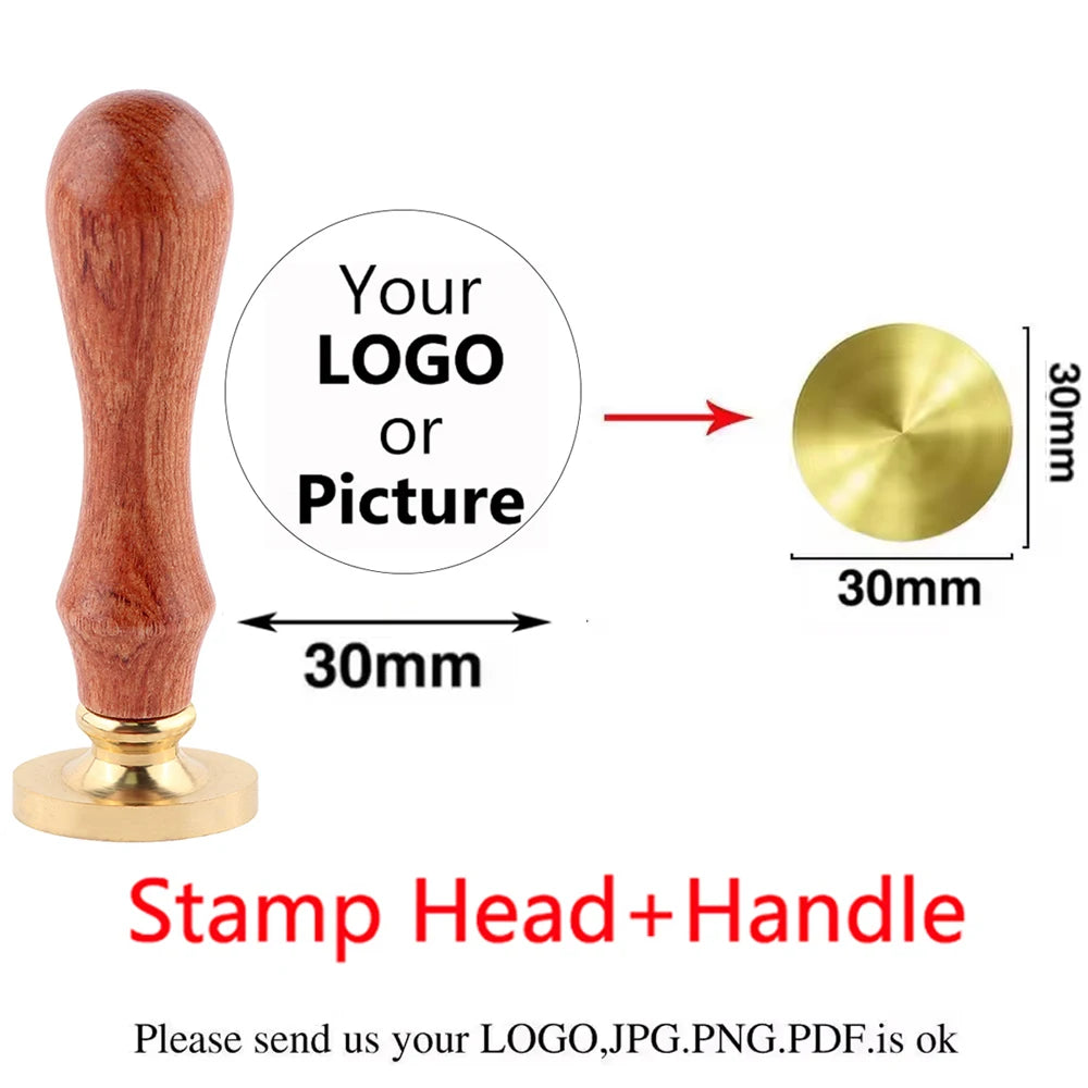 Custom Brass Wax Seal Stamp Personalized LOGO 25/30/40/50mm Round/Square Wax Sealing Head For Wedding Invitation Card Decor Seal