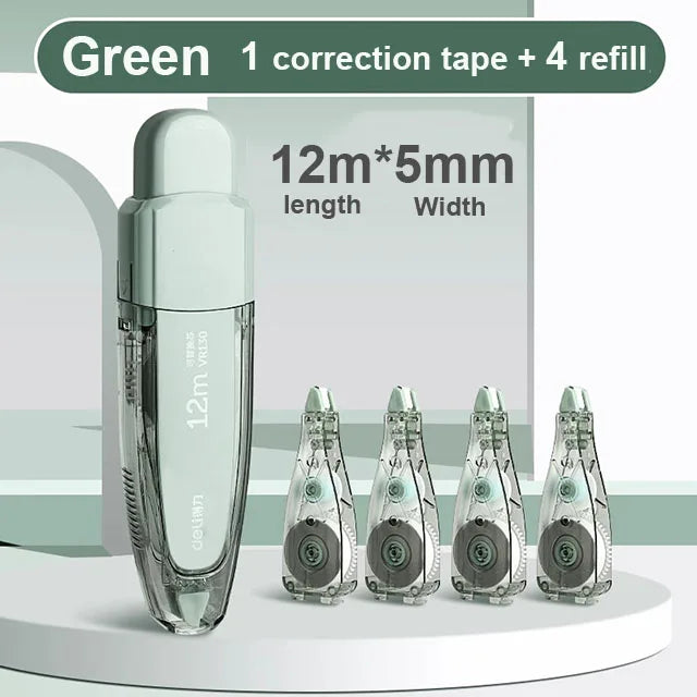 Press Correction Tape Set 5mm*12m Large Capacity Refill Replacement Stationery School Office Supplies Pen Style Correction Tape
