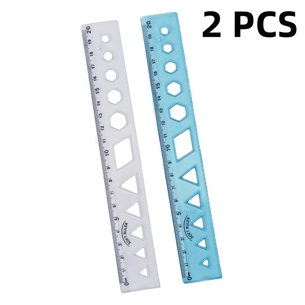 Soft Ruler Set Creative Measure Tool Can Bend Transparent Ruler Students Geometry Math Drawing Stationery School Office Supplies
