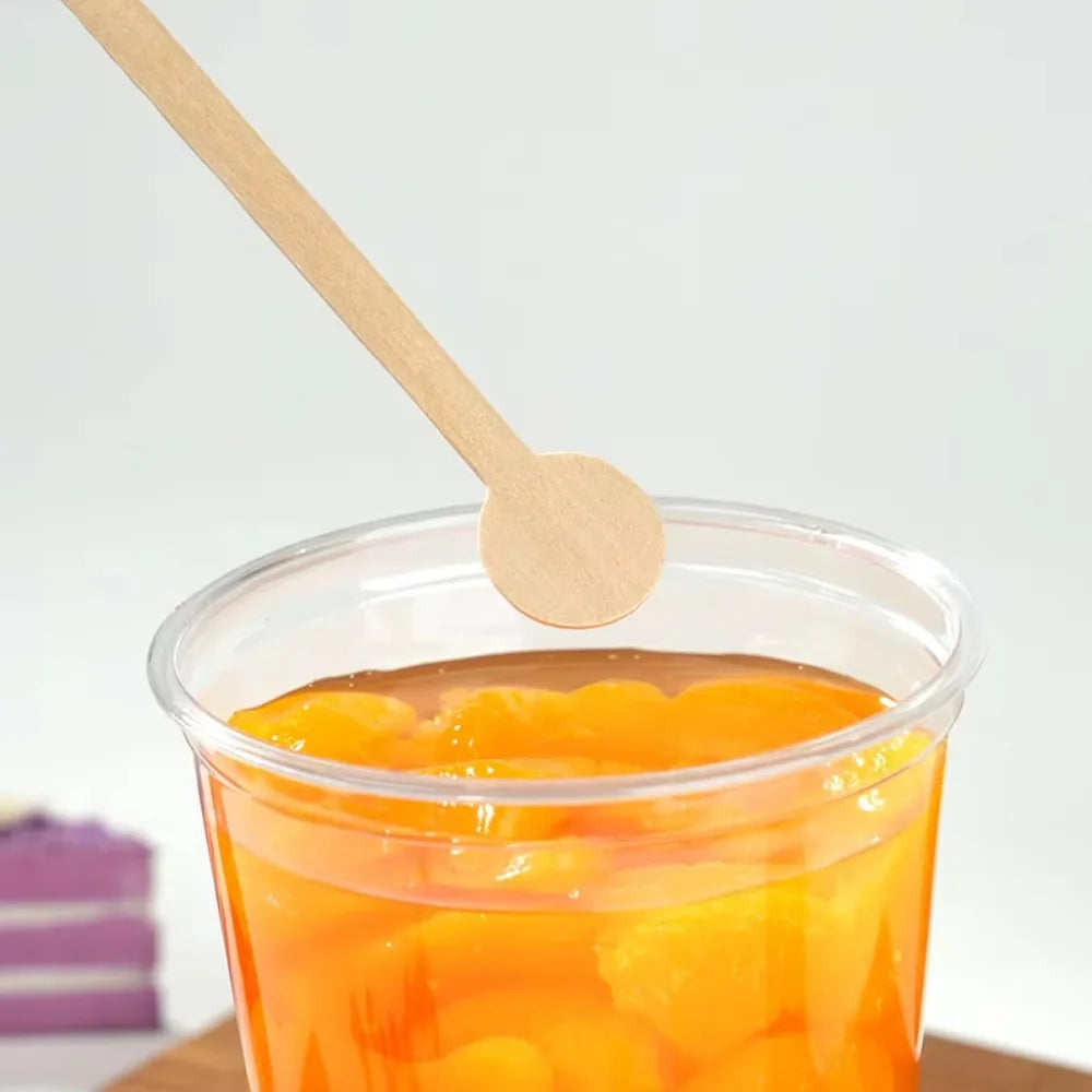 100 Pcs Wooden Coffee Stirrer Sticks Round Head Biodegradable Hot/Cold Drinking Stir Popsicle Disposable Coffee Swizzle Stick