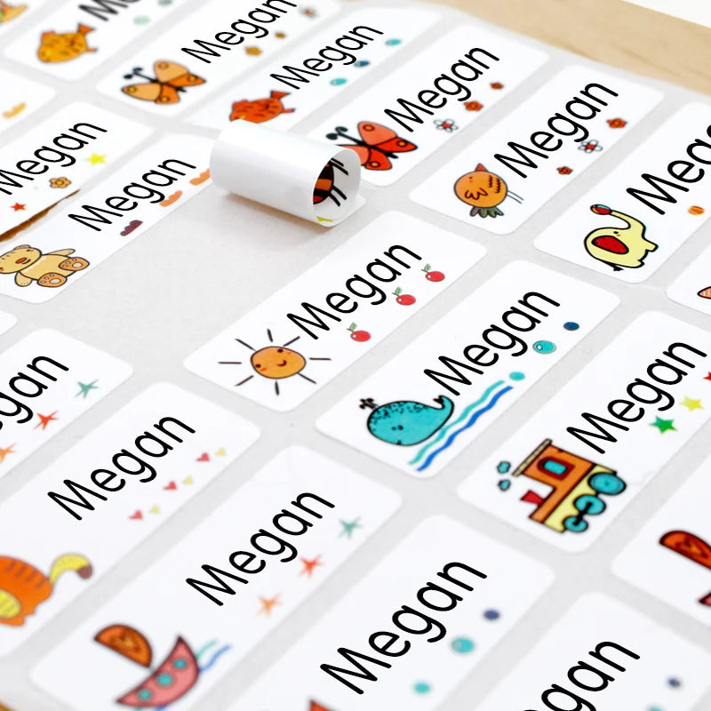 Customized School Name Stickers,Transparent Waterproof Labels for Kids Supplies-Multilingual Design,DIY Crafts Personalization‌
