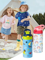12OZ/350ml Cartoon Pattern Thermos Cup Stainless Steel Insulated Bottle Cute Thermos Kettle Outdoor Portable Handheld Cup