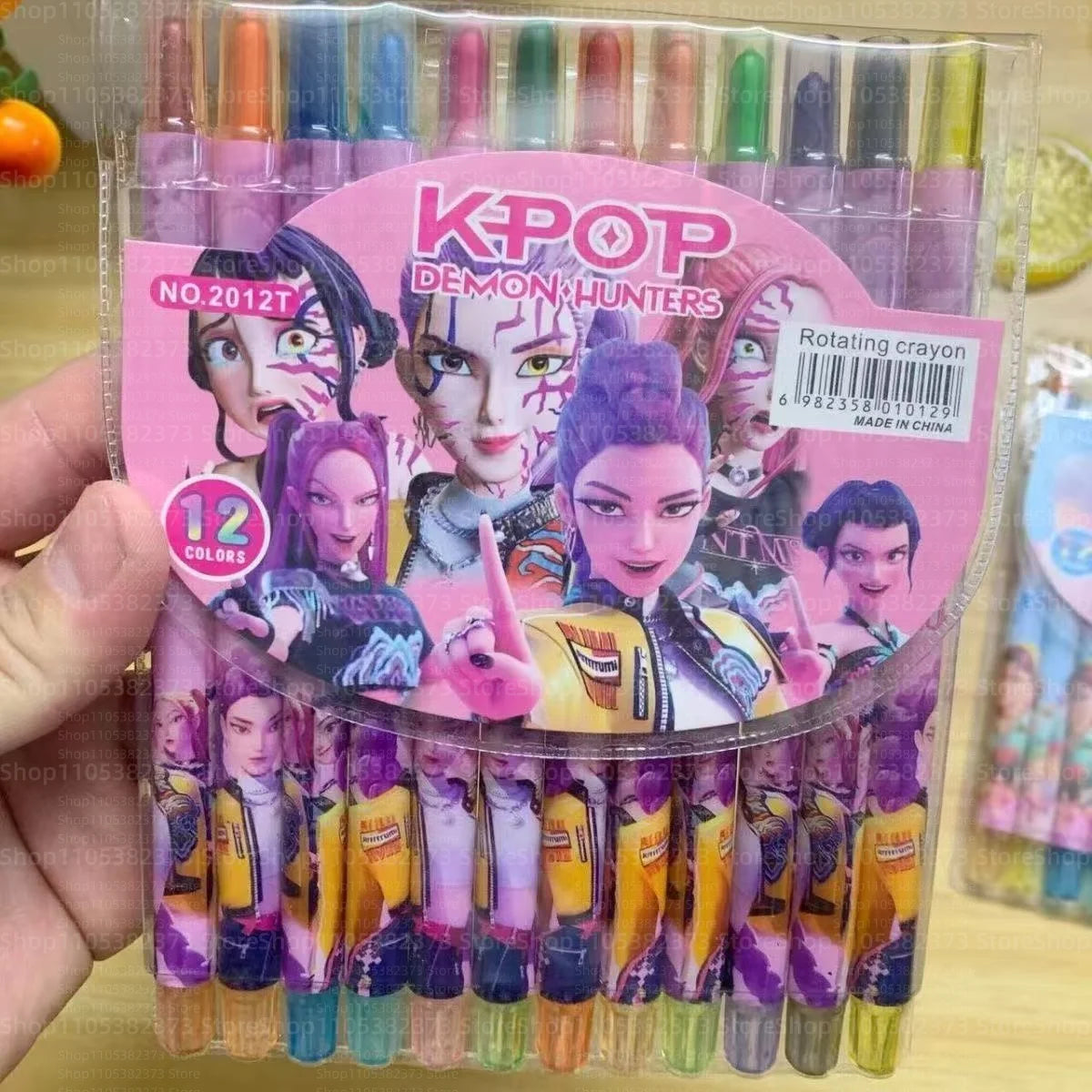 Popular rotating crayons girl group style 12 colors cute drawing tools for kids students daily coloring painting stationery