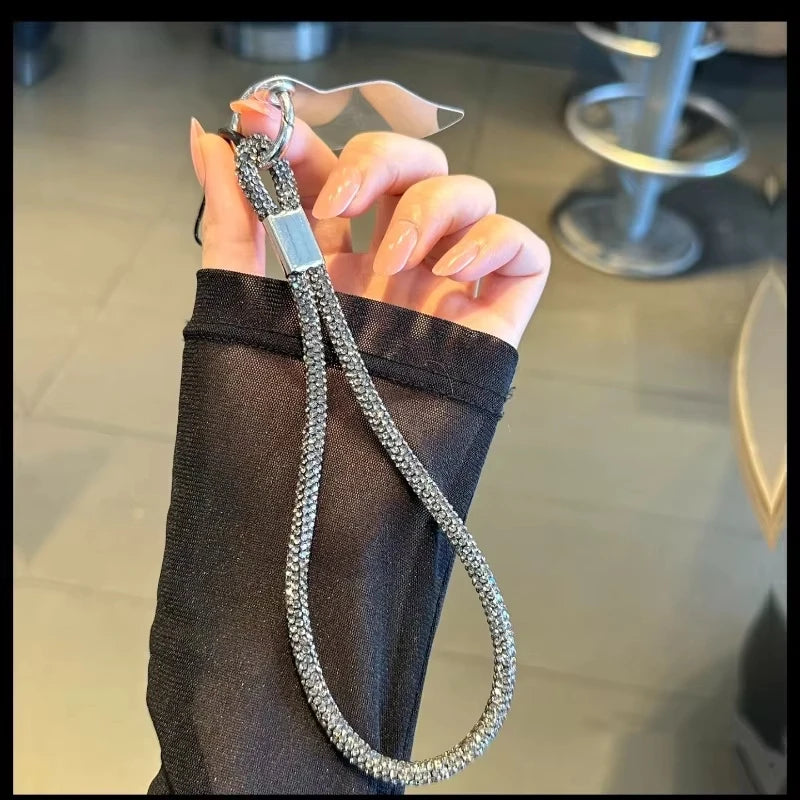 INS Glitter Phone Lanyard Phone Crystal Wrist Straps Keychain Anti-lost Rope For iPhone 16 Samsung Universal Bling Hanging Cord