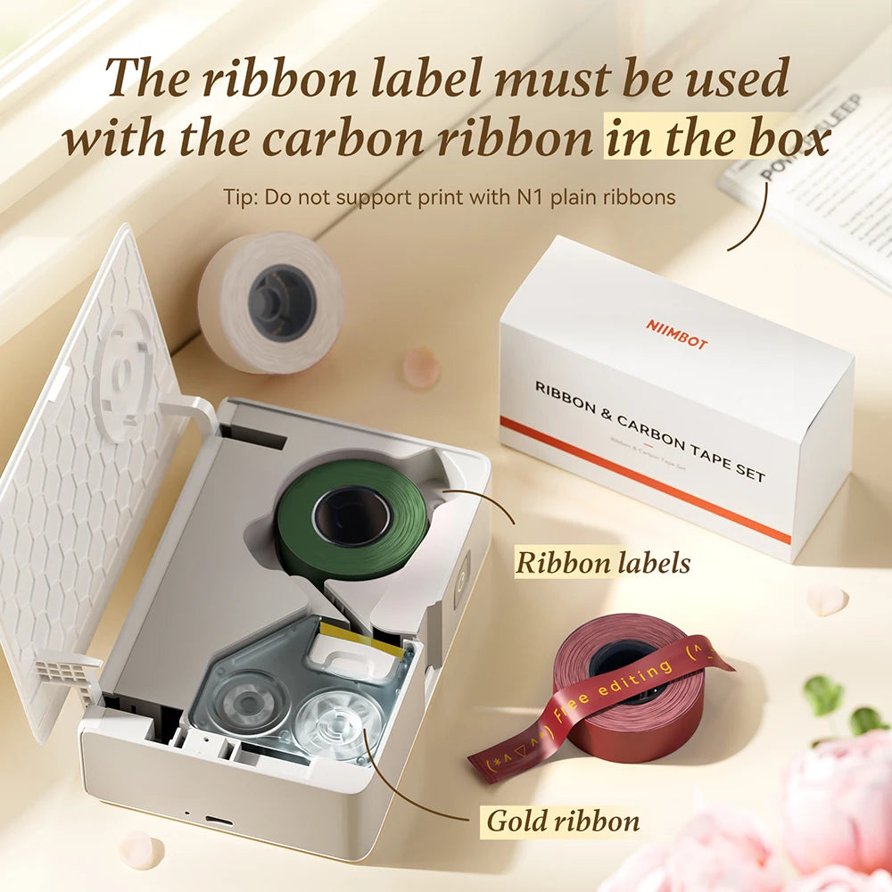 Niimbot N1/B18 Thermal Transfer Label Sticker Printer Mini Label Maker With Ribbon PET Papers For Jewelry Store Cable Cosmetics