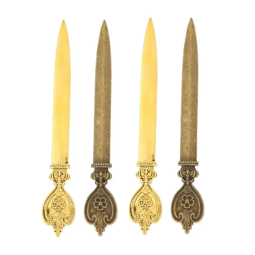 4 Pcs Durable Zinc Alloy Letter Openers Lightweight Retro Envelope Opener Ergonomic Design Bronze Letter Opener Tool Office
