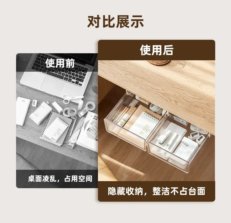 Hidden Storage Box for Drawers Under The Desk, Storage Rack for Desk Bottom in The Office, Desk Style Stationery Pen Holder