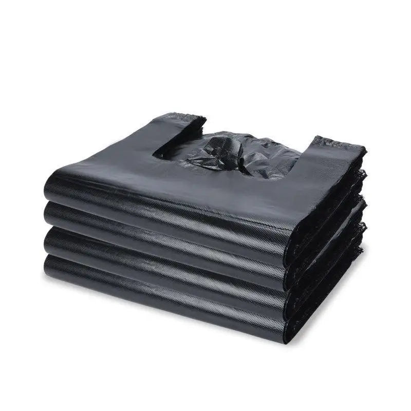 100Pcs Disposable Black Vest Plastic Trash Bag Household Thickened Kitchen Office Clean Garbage Bin With Handle Plastic Bags