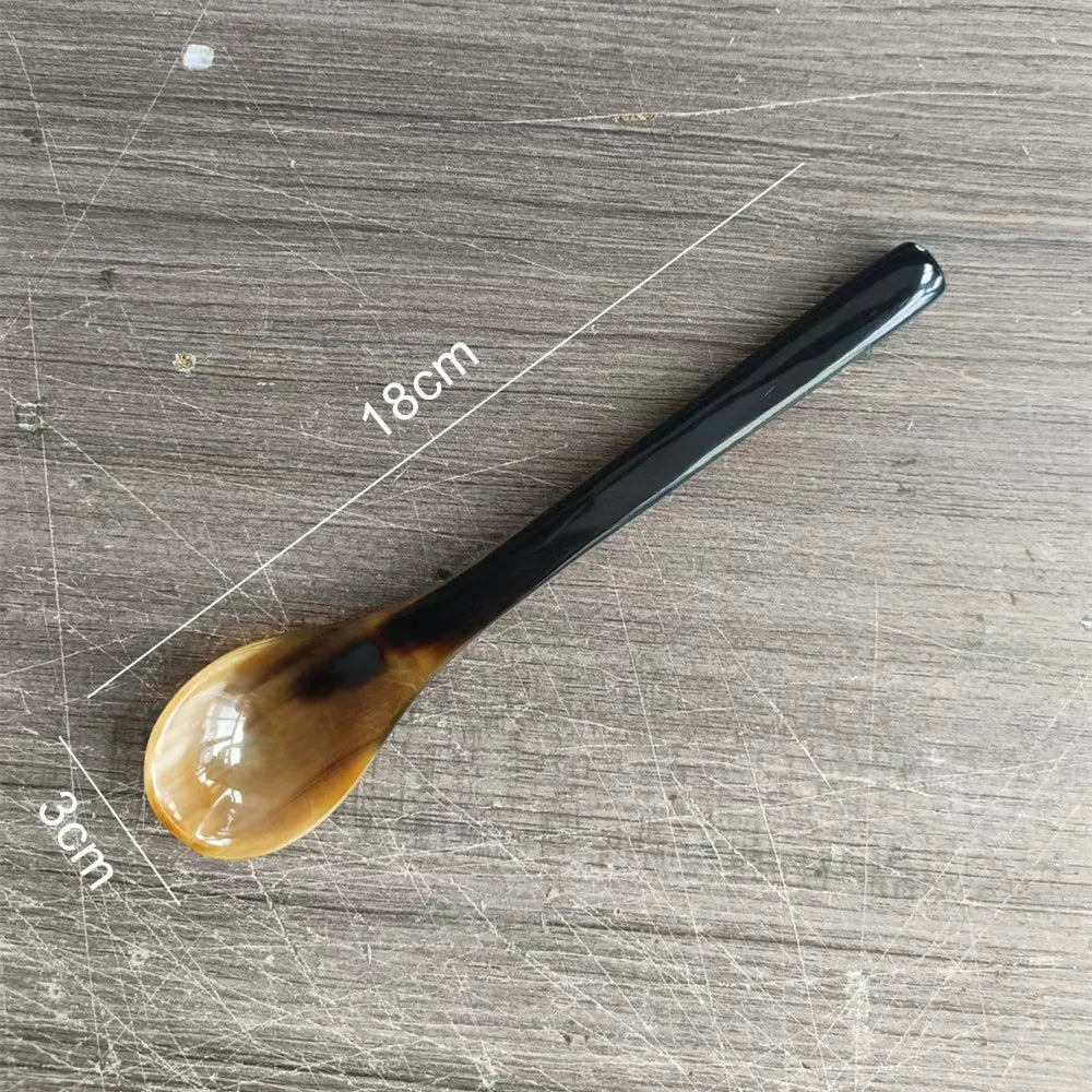 14-21cm Kitchen Water Buffalo Horn Spoon Exquisite Western Cuisine Spoon Creative Dessert Spoon Long Handled Spoon Horn Products