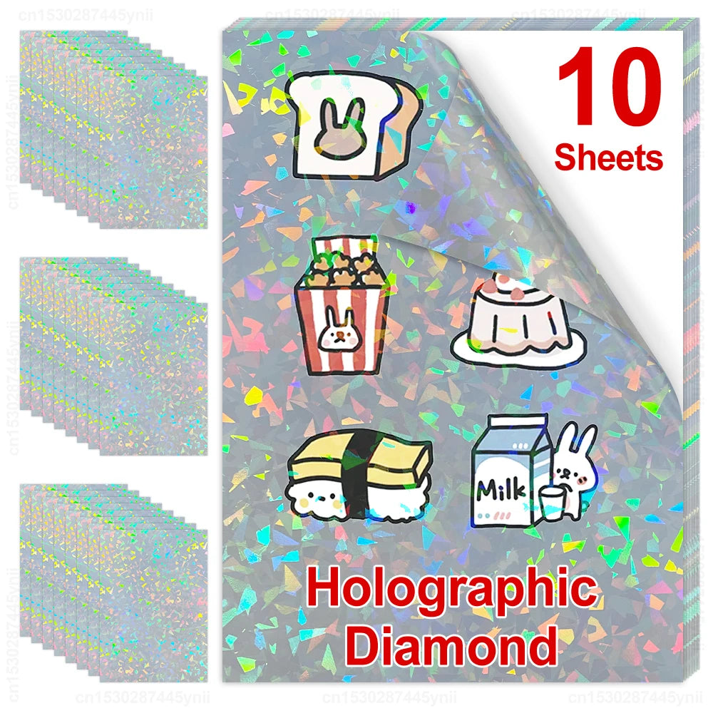 10 Sheets Printable Vinyl Sticker Paper Waterproof A4 Transparent Copy Paper for Inkjet Printer DIY Self-adhesive Label Stickers