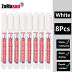 1-90Pcs Waterproof White Long Head Markers Pen 2cm Woodworking Deep Hole Marker Pens Metal Carpenter Black/Red/Blue/Green Ink