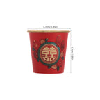 50Pcs Disposable Red Mini Paper Cups Wedding Toast Wine Tea Glasses Chinese Wedding Party Decoration
