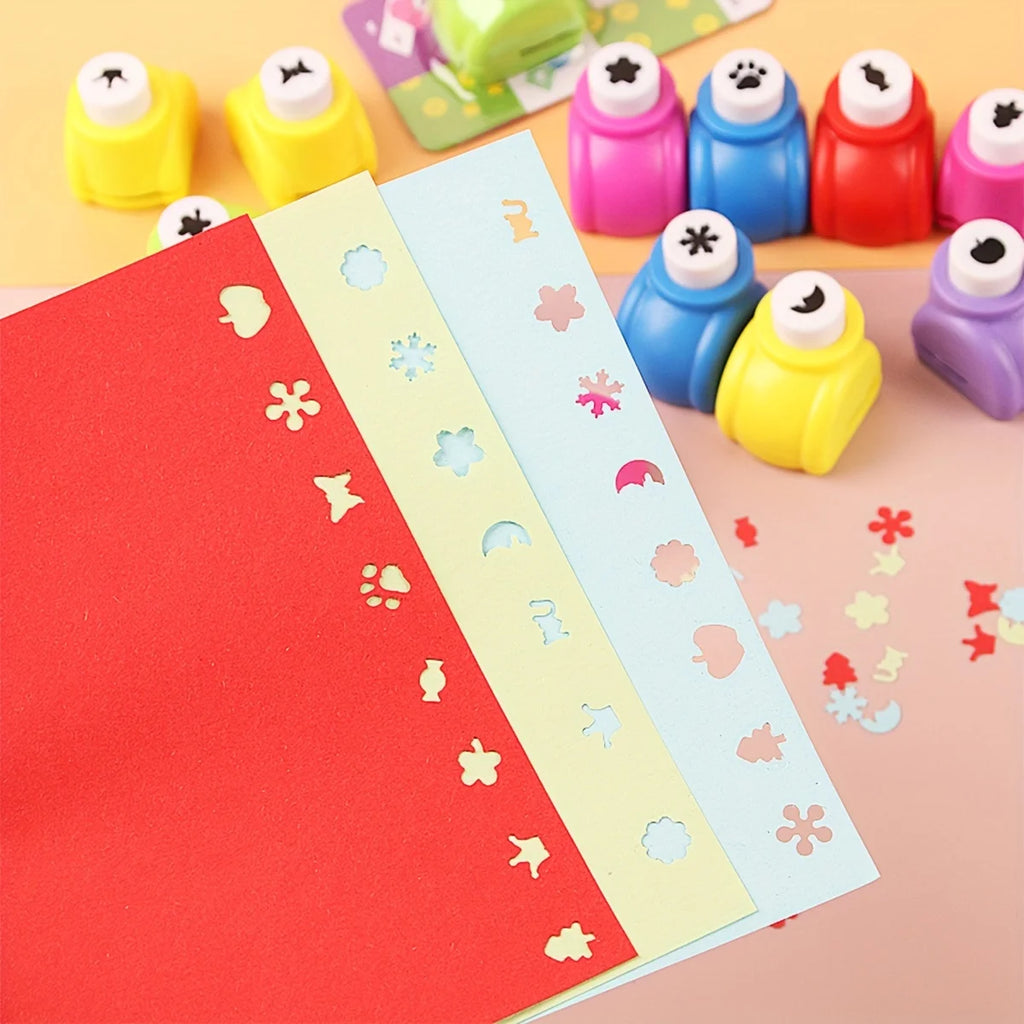 Random 10 Piece Mini Embossing Punch Set, Mixed Colors, Creative Portable Paper Craforations,t Cutting and Embossing Tools for D