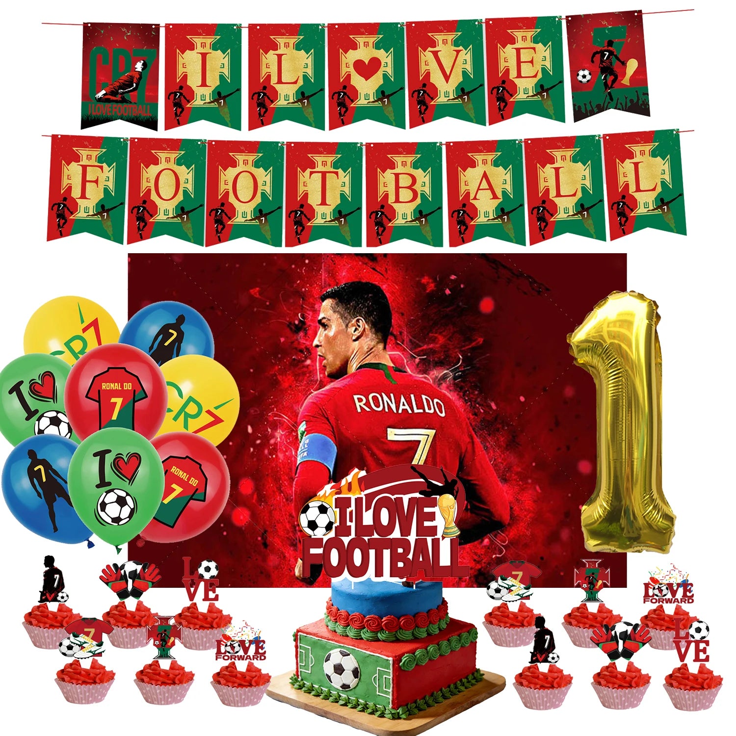 Football Player Theme Party Decoration Soccer Cr&7 Superstar Party Supplies Plate Cup Balloon Banner Paper Backdrop Party Gift
