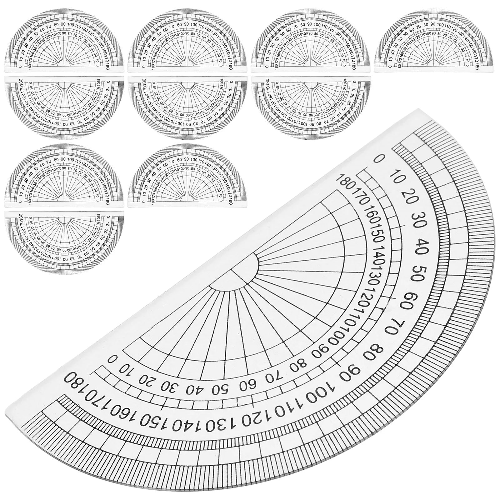 50Pcs Geometry Measuring Protractor Clear Plastic 10Cm 4Inch 180 Degree Ruler for Math Drawing Students School Office Education