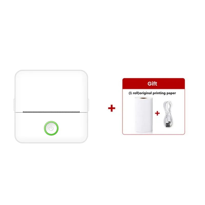 Mini Portabl Printer Inkless Sticker Maker, Free Cut Small Pocket Printer, Portable Thermal Printer for Photo Journal Notes Memo