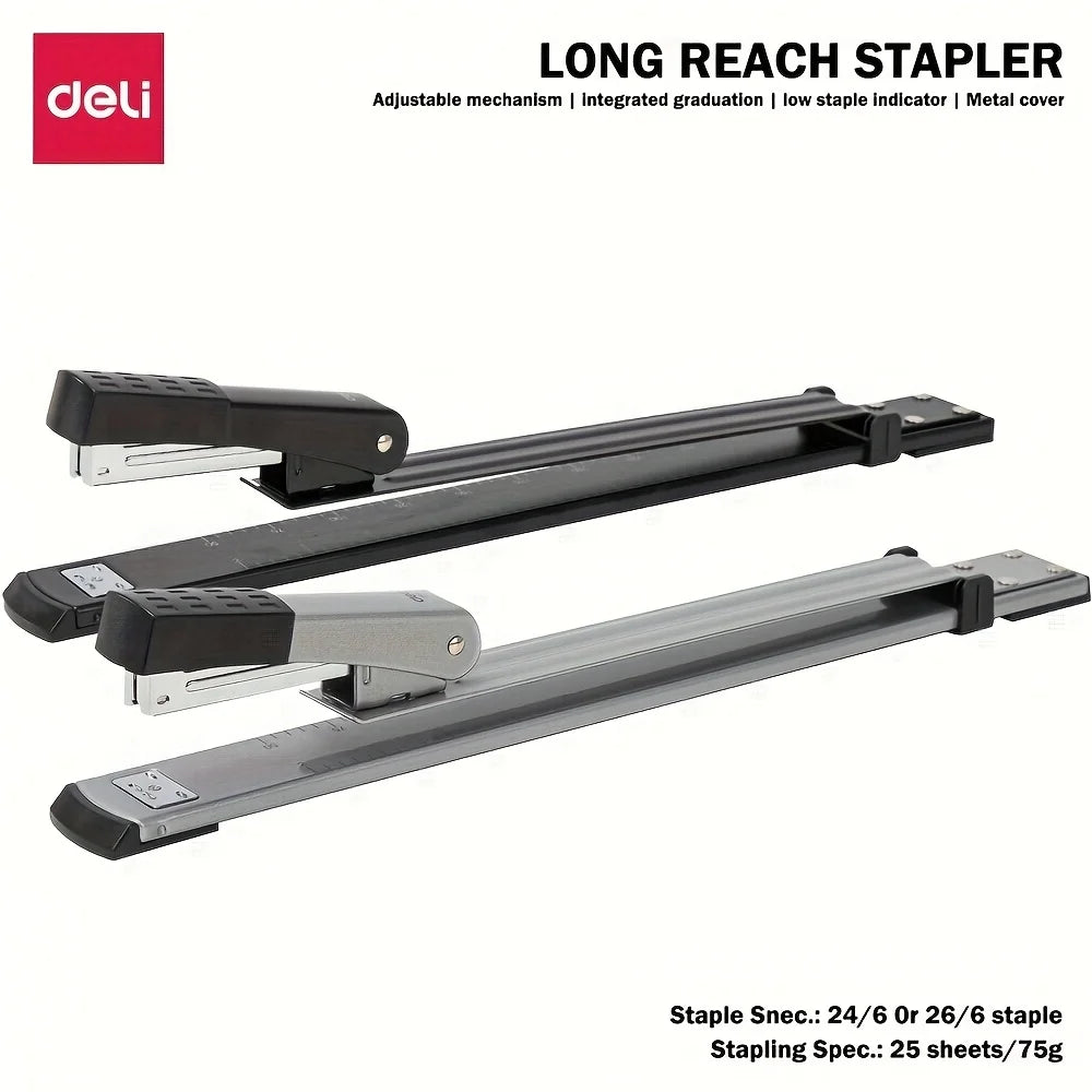 1 pcs Long Arm Manual Stapler Random Color, Ideal for Document Binding, Durable Design, Perfect for Daily Tasks