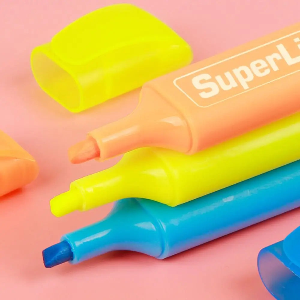 4/6 Colors Colorful Highlighters Art Markers Oblique Drawing Fluorescent Pen Markers Flat Shape School Office Supplies