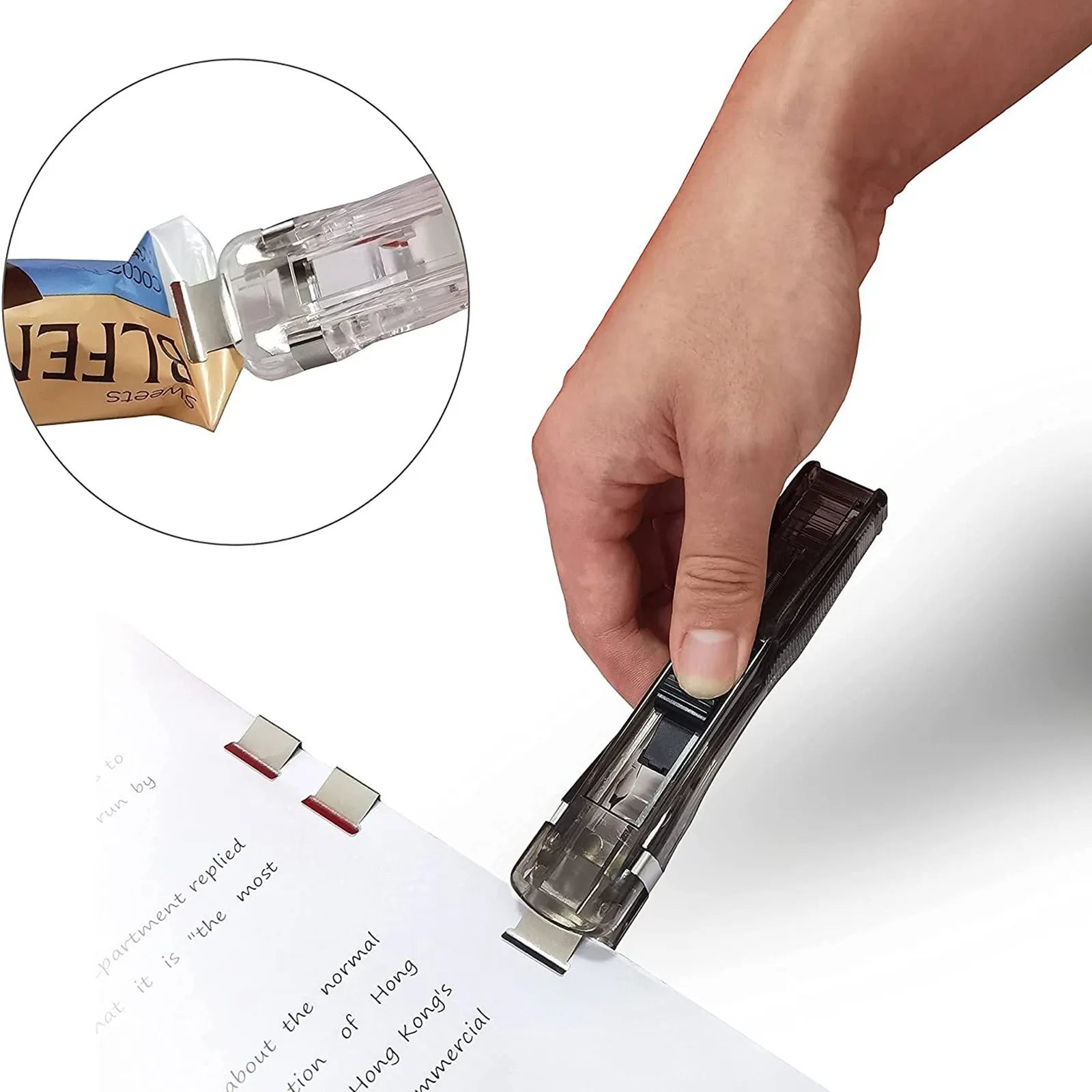 Push Stapler Binder Clips Paper Clamps Desktop Stapler Reusable Creative Stapler and Sraple Pins School Office Binding Supplies