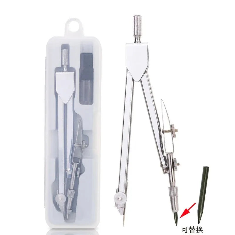 Metal Compass Set Drafting Compass with Replacement Refill for Students Exam Drawing Tools Stationery Compasso Geometry Compas