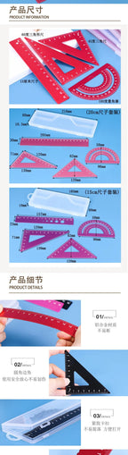 4pcs Metal Ruler Set - 6 Colors Maths and Drawing Tools, Drafting Rulers for Students and Designers