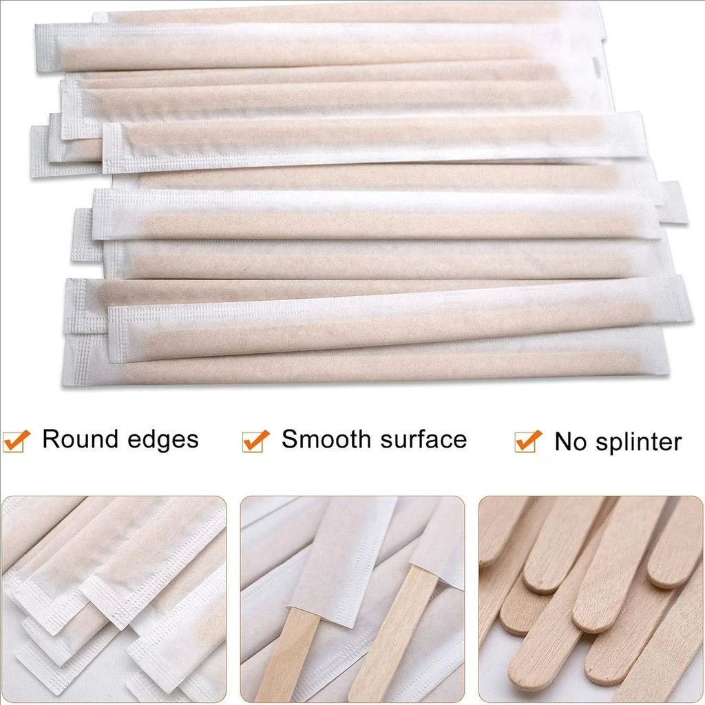 Individually Paper Wrapped Wooden Coffee Stirrers Disposable Wood Sticks for Coffee/Tea/Hot Beverage/Hot Chocolate/Cold Drinks