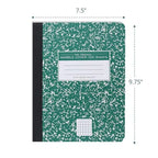 Hard Cover Composition Notebook, Green Marble Comp Book, 9.75″ x 7.5″, 5x5 Grid Graph Ruled, 100 Sheets 200 Pages