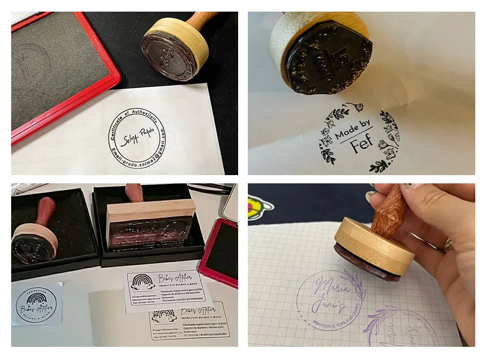 Personalized Wedding Stamp Wood Block Rubber Stamps Small Business Company Branding Stamp Custom Packaging Seal