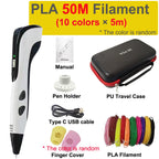 New 3D Pen 3D Printing Pen for Children 1.75mm PLA Filament DIY Drawing Birthday Christmas Gifts for Kids with Travel Case