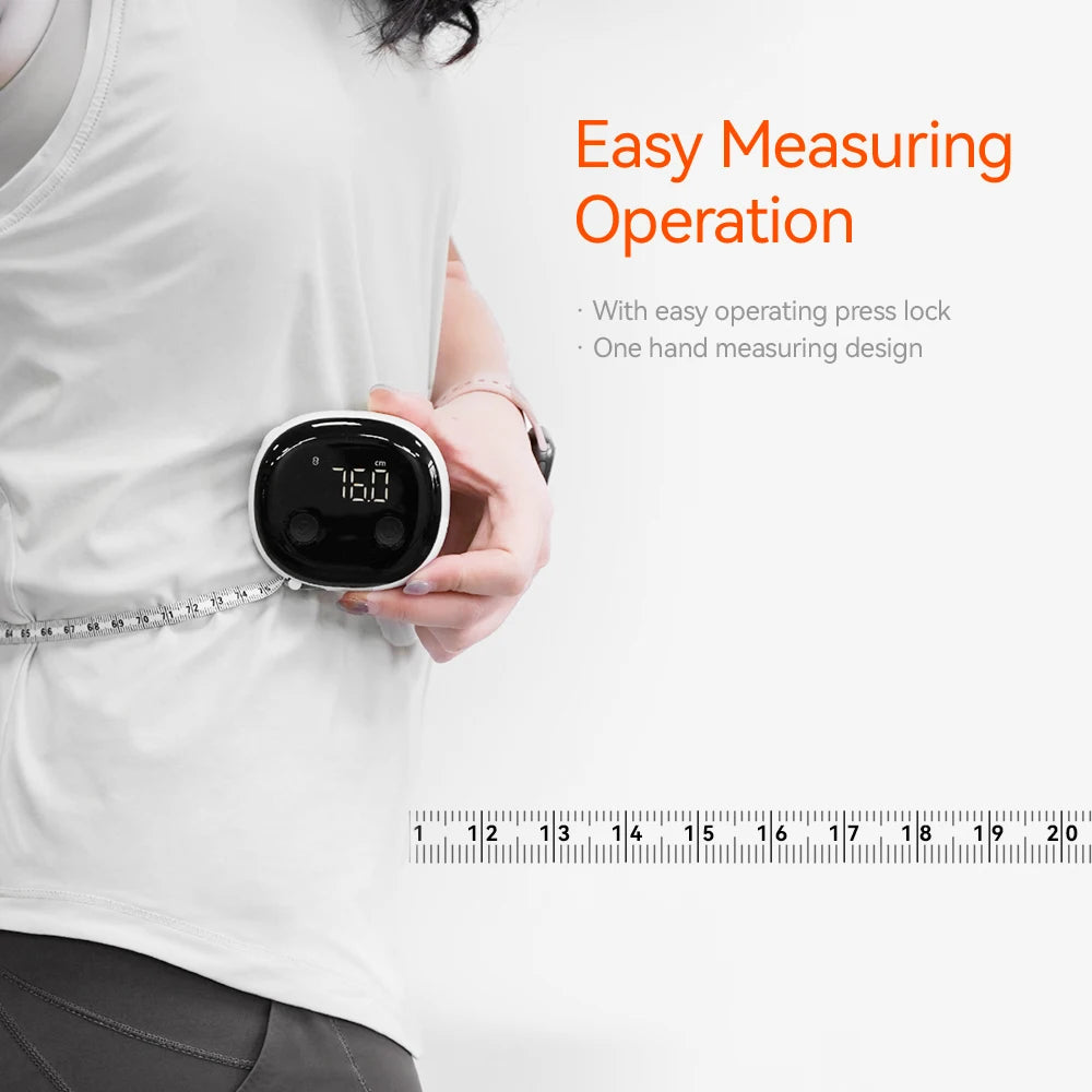 Fitdays Smart Body Tape Measure, Smart Body Ruler, Waist Circumference Inch Centimeter Digital Measuring Tapes with APP