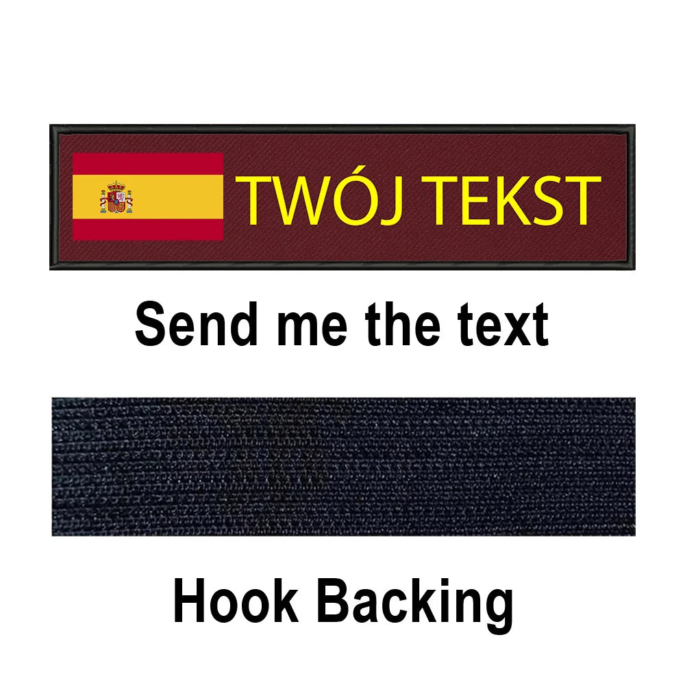 Custom Spain Flag Patch Tactical Patches Personalized Name Stripes Badge Tags Chevrons Armband Hook Loop For Military Backpack