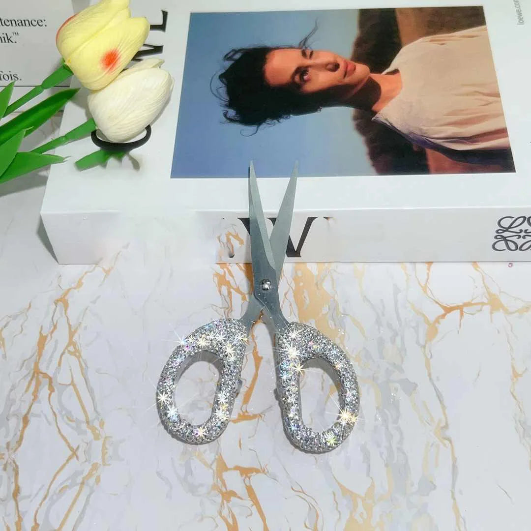 Luxury Rhinestone Scissor Paper Cuttings knife Office Stationery Home Stainless Steel Tailor Shears Kitchen Cutter Cutting Tool