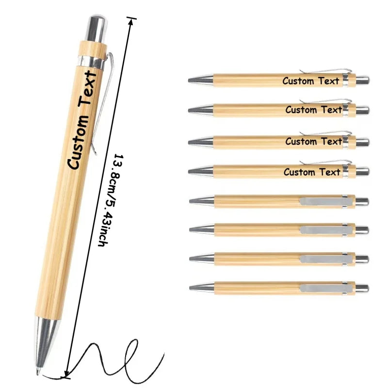 20/50/110PCS Customizable Bamboo Ballpoint Pens Smooth Writing Ideal for School Teachers Offices Advertising Promotional Pens